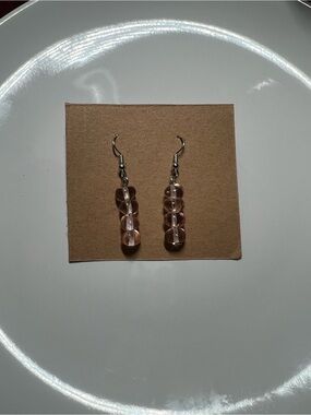 Peach-Pink Glass Bead Drop Earrings for Women